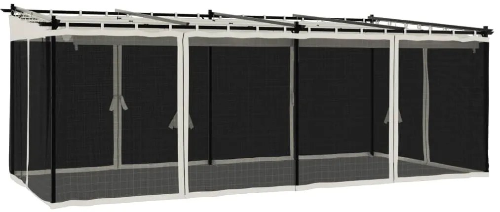 vidaXL Κιόσκι με Τοίχους από Δίχτυ Κρεμ 6x3 μ. από Ατσάλι