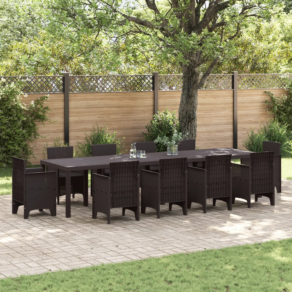 vidaXL Τραπέζι Κήπου Καφέ 350x100x73 εκ. Πολυ Ράτταν