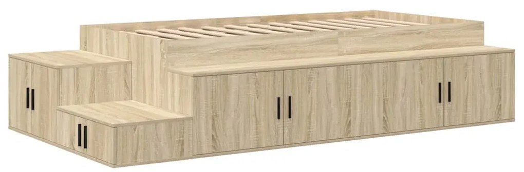 vidaXL Κρεβάτι με αποθηκευτικό χώρο Δρύς Sonoma 244 x 118 x 53.5 εκ.