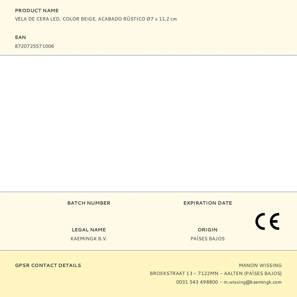 Κερί LED Lumineo Μπεζ Κρεμ Ø 7 x 11,2 cm (AAA)