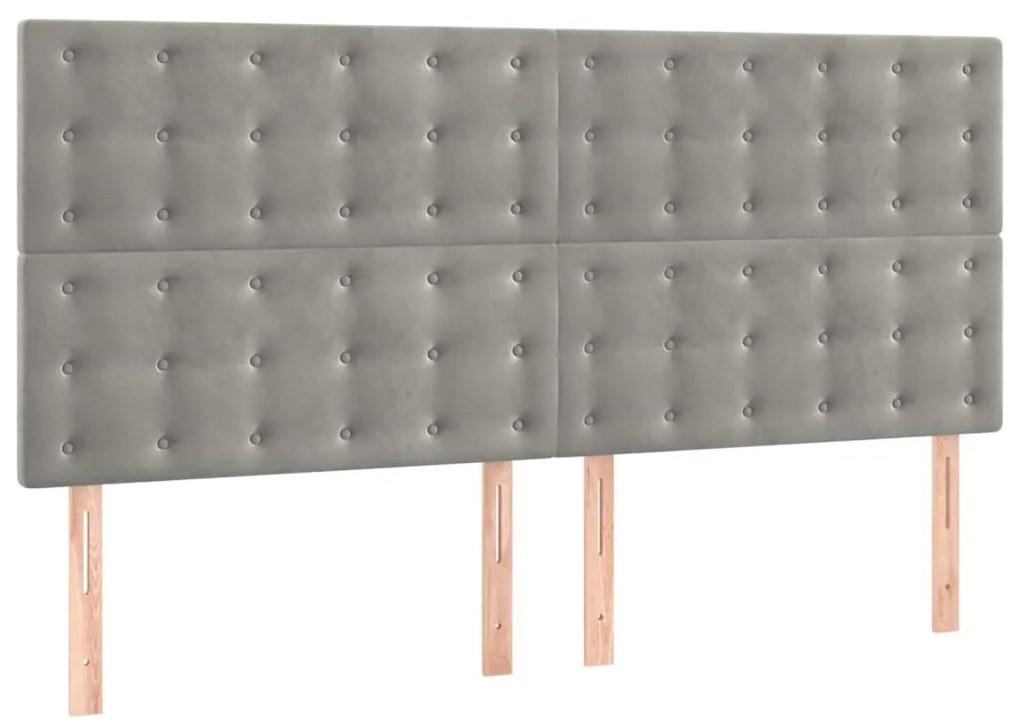 vidaXL Κεφαλάρι Ανοιχτό Γκρι 200x5x118/128 εκ. Βελούδο