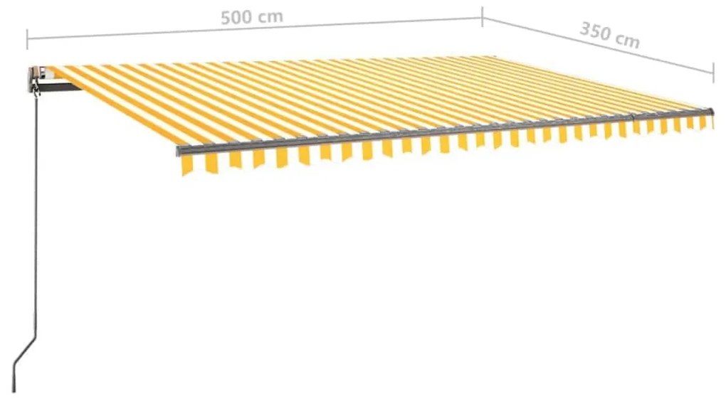 Τέντα Συρόμενη Χειροκίνητη Ανεξάρτητη Κίτρινο/Λευκό 500x350εκ. - Κίτρινο