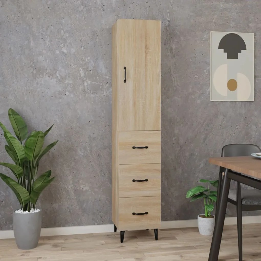 vidaXL Μπουφές Sonoma δρυς 34,5 x 34 x 180 εκ. από Επεξεργασμένο Ξύλο