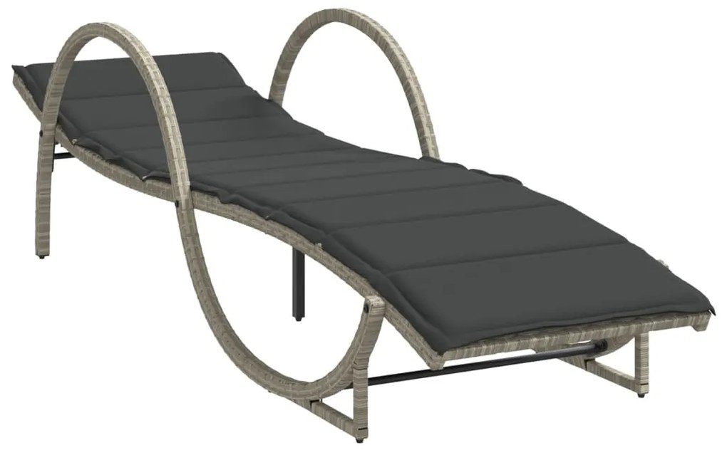 vidaXL Ξαπλώστρα Αν. Γκρι 60x199x42 εκ. Συνθετικό Ρατάν με Μαξιλάρι