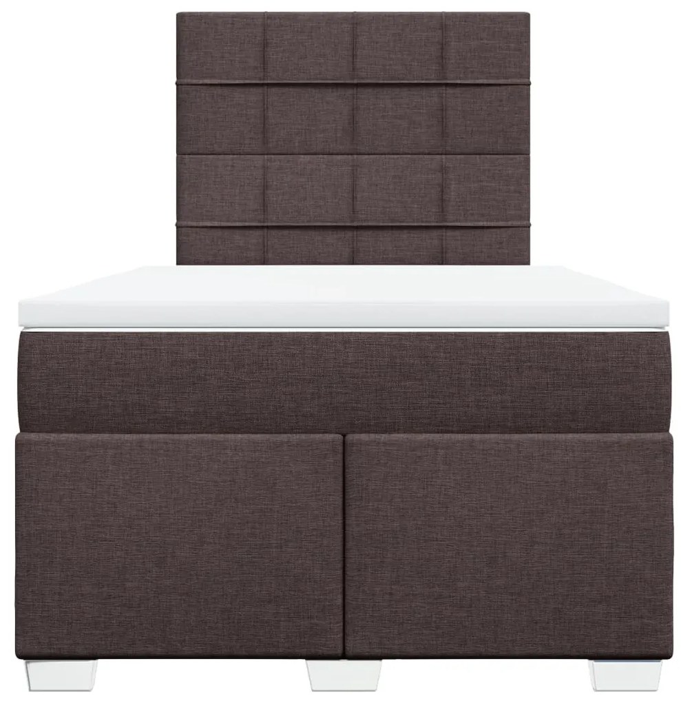 vidaXL Κρεβάτι Boxspring με Στρώμα Σκούρο Καφέ 120x190 εκ Υφασμάτινο