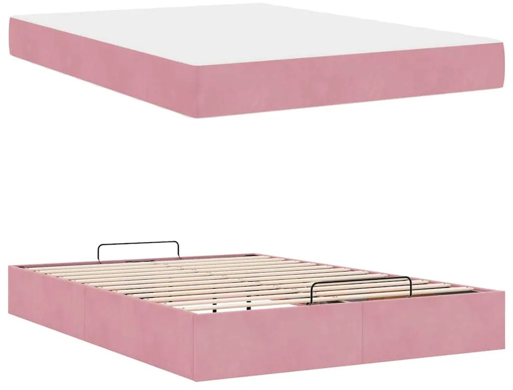 vidaXL Σκελετός Κρεβατιού Άλλο Ροζ 140 x 200 cm Βελούδο