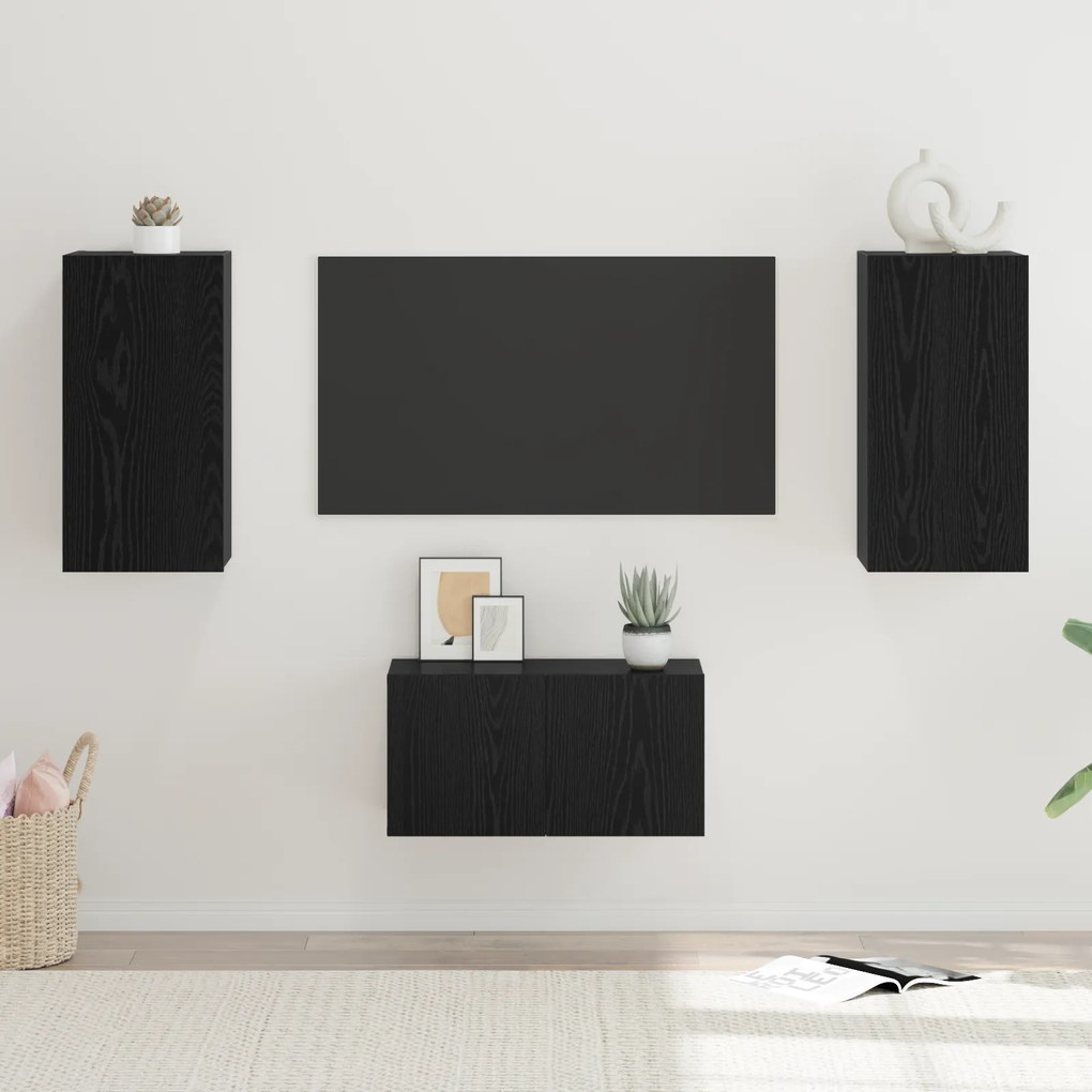 vidaXL Σετ επίπλου τηλεόρασης 3 pcs Μαύρη Δρυς 60 x 30 x 30.5 εκ.