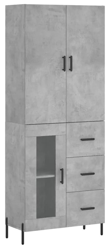 vidaXL Ντουλάπι Γκρι Σκυροδέματος 69,5x34x180 εκ. Επεξεργασμένο Ξύλο