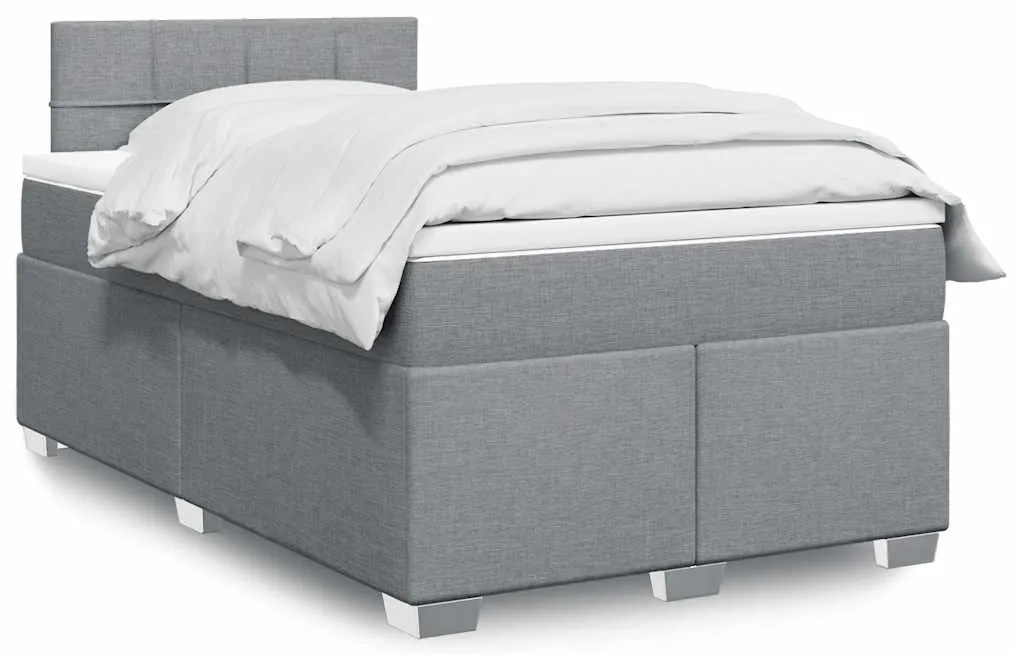 vidaXL Κρεβάτι Boxspring με Στρώμα Ανοιχτό Γκρι 120x190 εκ. Υφασμάτινο