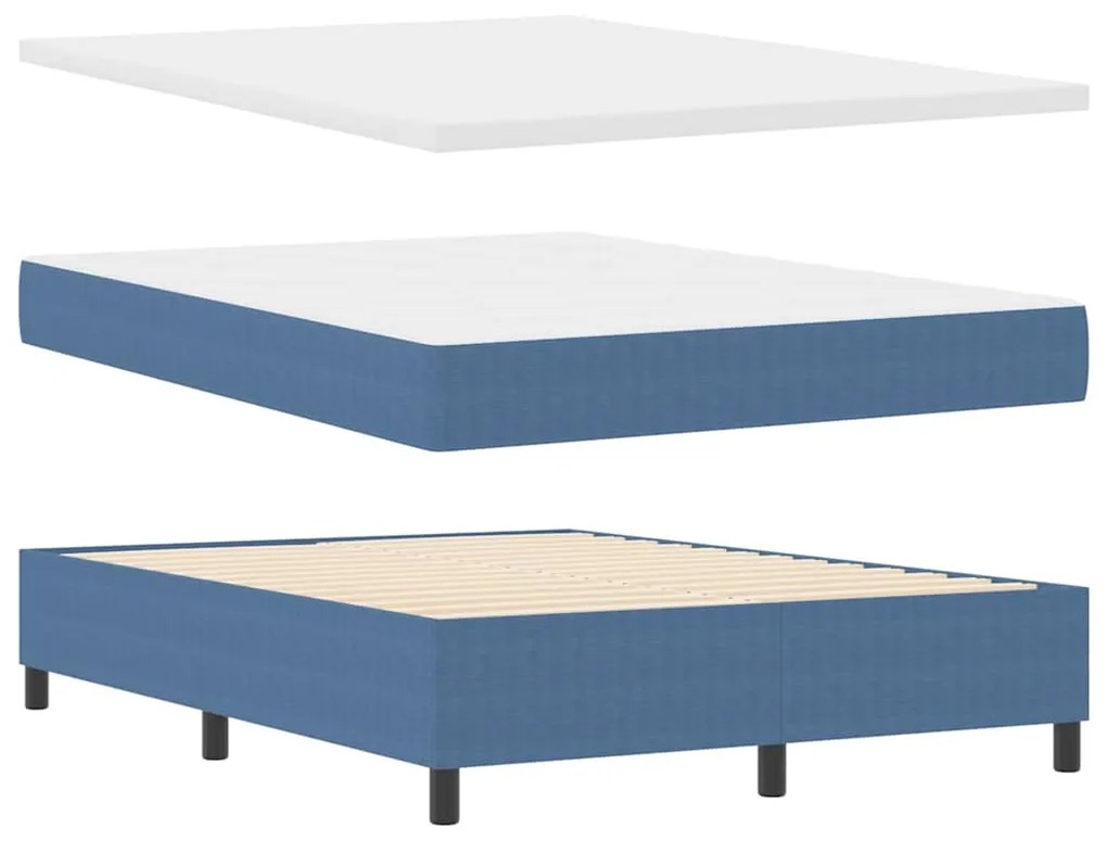 vidaXL Κρεβάτι με ελατήρια Μπλέ, Λευκό 203 x 140 x 60 εκ Βελούδο