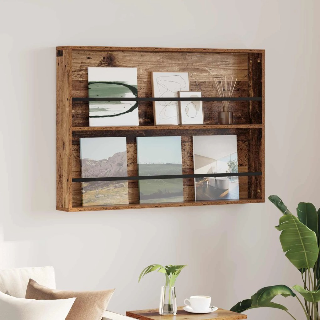 vidaXL Ράφι Περιοδικών Παλιό ξύλο 100 x 12 x 70 εκ Επεξεργασμένο ξύλο