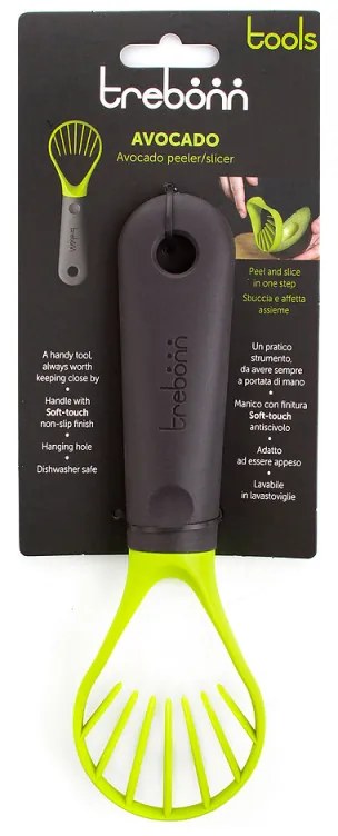 Καθαριστής και κόφτης αβοκάντο Trebonn AVOCADO 1523201, 20 cm, Μαλακή λαβή, Οπή για κρέμασμα, Μαύρο/Κίτρινο