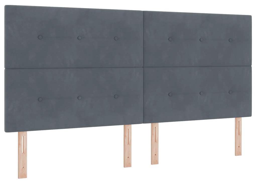 vidaXL Κρεβάτι Box Spring με Στρώμα Γκρι 200x200 εκ. Βελούδο
