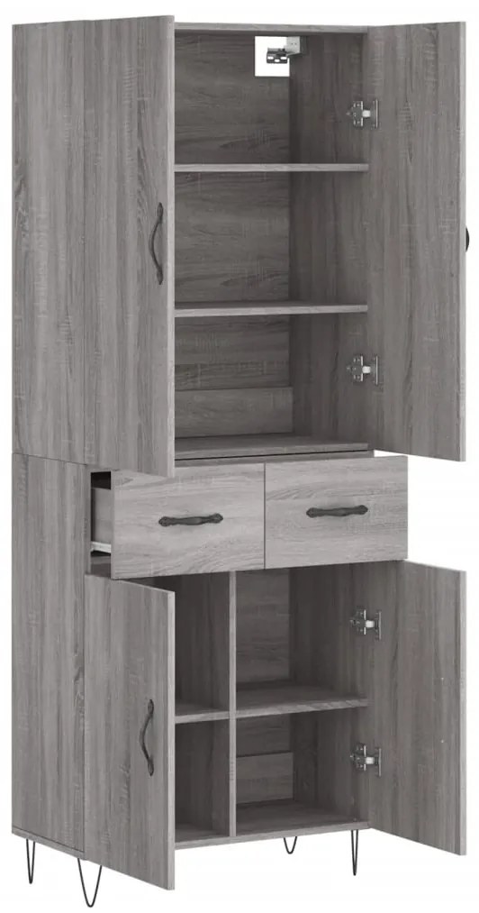 vidaXL Ντουλάπι Γκρι Sonoma 69,5 x 34 x 180 εκ. Επεξεργασμένο Ξύλο