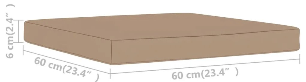 vidaXL Μαξιλάρα Δαπέδου / Παλέτας Taupe 60 x 61,5 x 6 εκ. Υφασμάτινη