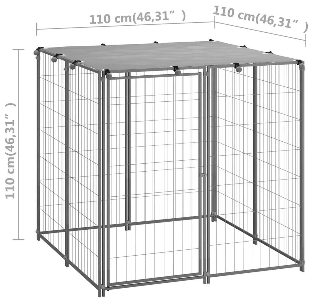 vidaXL Σπιτάκι σκύλου Ασημί 110 x 110 x 110 από Ατσάλι