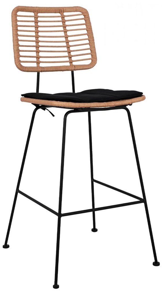 Σκαμπό Μπαρ ALLEGRA C5455 Μεταλλικό με Μπέζ Wicker &amp; Μαξιλάρι 46,5x55x117,5Υ εκ. 46.5x55x117.5 εκ.