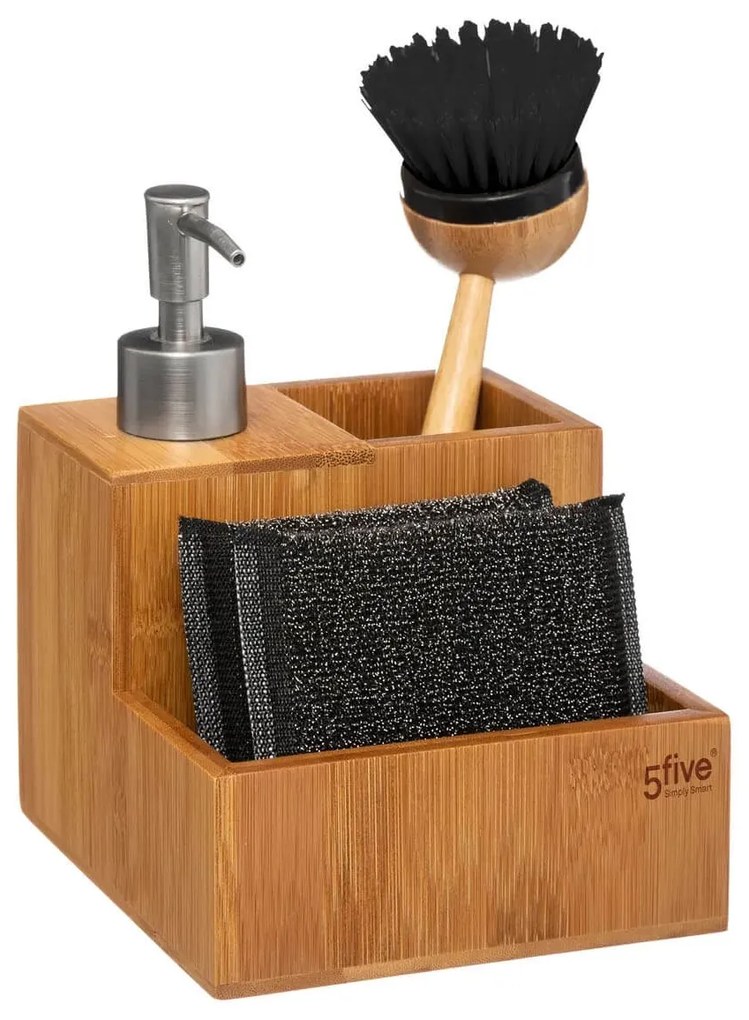 Βάση Οργάνωσης Νεροχύτη 5five με σφουγγάρι, βουρτσάκι και διαστάσεις 13.5x12.4x17.5cm