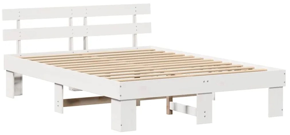 vidaXL Σκελετός Κρεβατιού Λευκό 140 x 200 cm Μασίφ ξύλο πεύκου