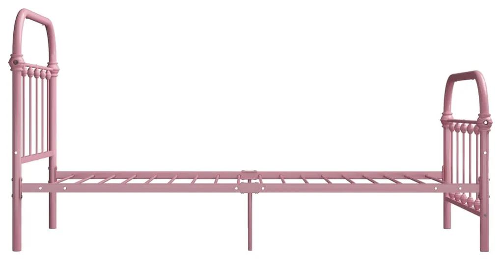 vidaXL Πλαίσιο Κρεβατιού Ροζ 90 x 200 εκ. Μεταλλικό