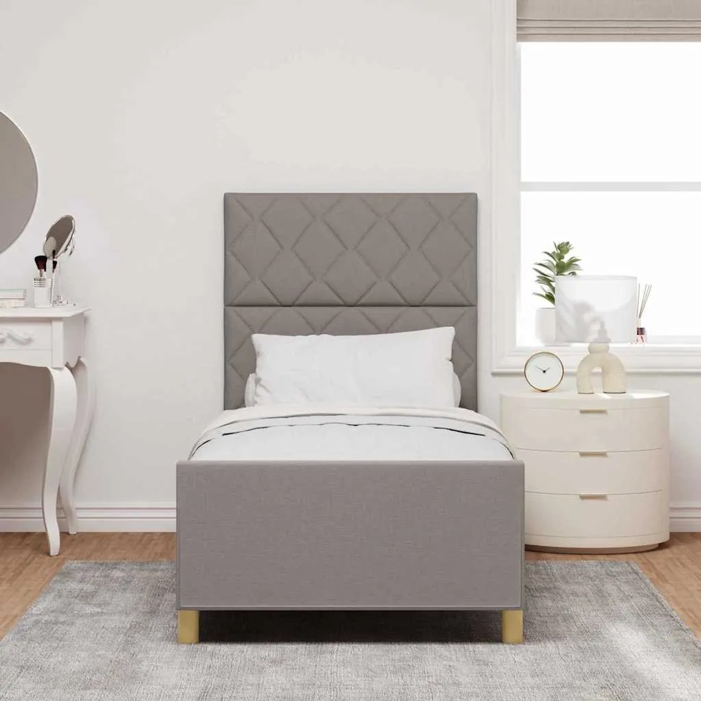 vidaXL Σκελετός Κρεβατιού με κεφαλάρι Taupe 100 x 200 cm ύφασμα