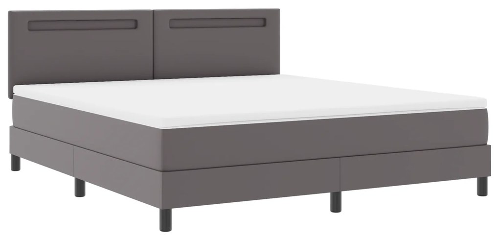 vidaXL Κρεβάτι Box Spring με Στρώμα Γκρι, Σούπερ Κινγκ, Ψεύτικος Δέρμα