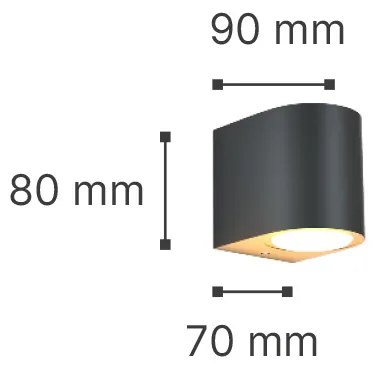 Φωτιστικό τοίχου Powell 1xGU10 Outdoor Up or Down Wall Lamp Anthracite D:9cmx8cm (80200244) - 80200244 - 80200244