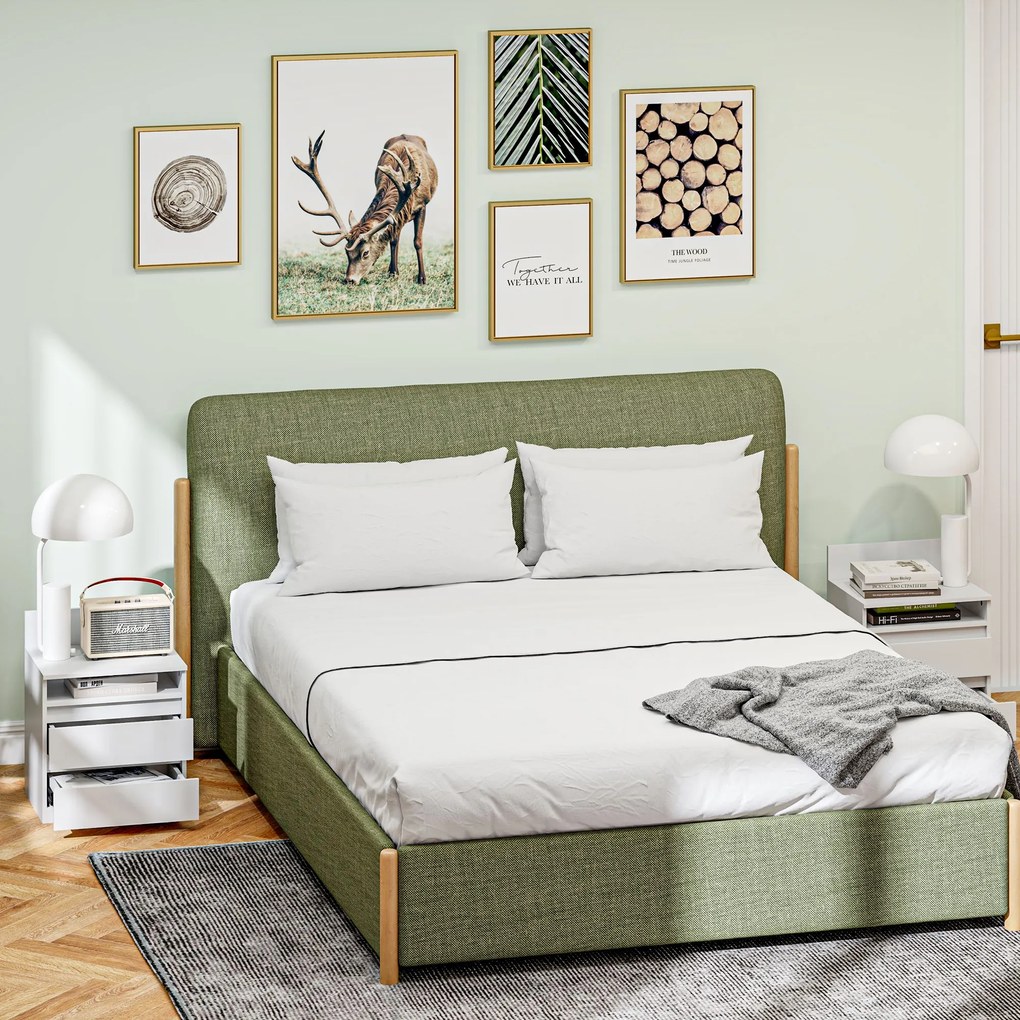 HOMCOM Κομοδίνο σετ 2 τεμαχίων με συρτάρια και ράφι, μοντέρνο βοηθητικό τραπέζι, για υπνοδωμάτιο, λευκό