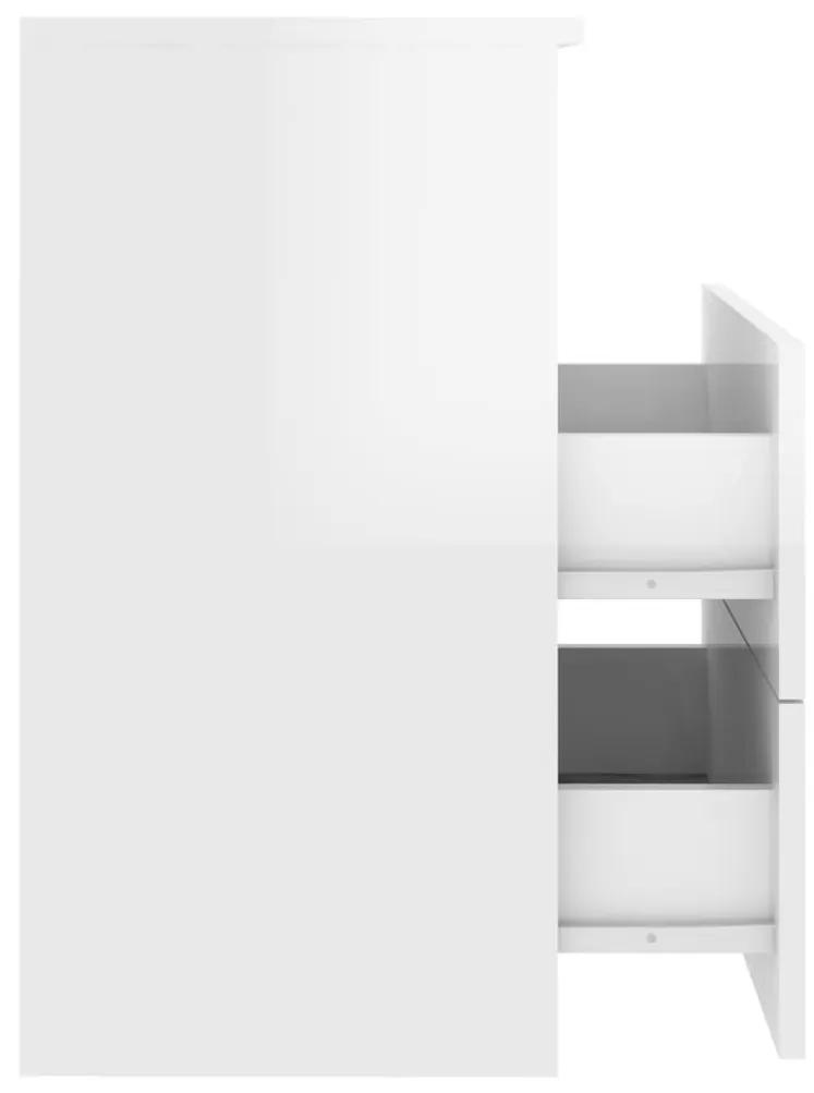 Κομοδίνο Γυαλιστερό Λευκό 50 x 32 x 60 εκ. από Μοριοσανίδα - Λευκό
