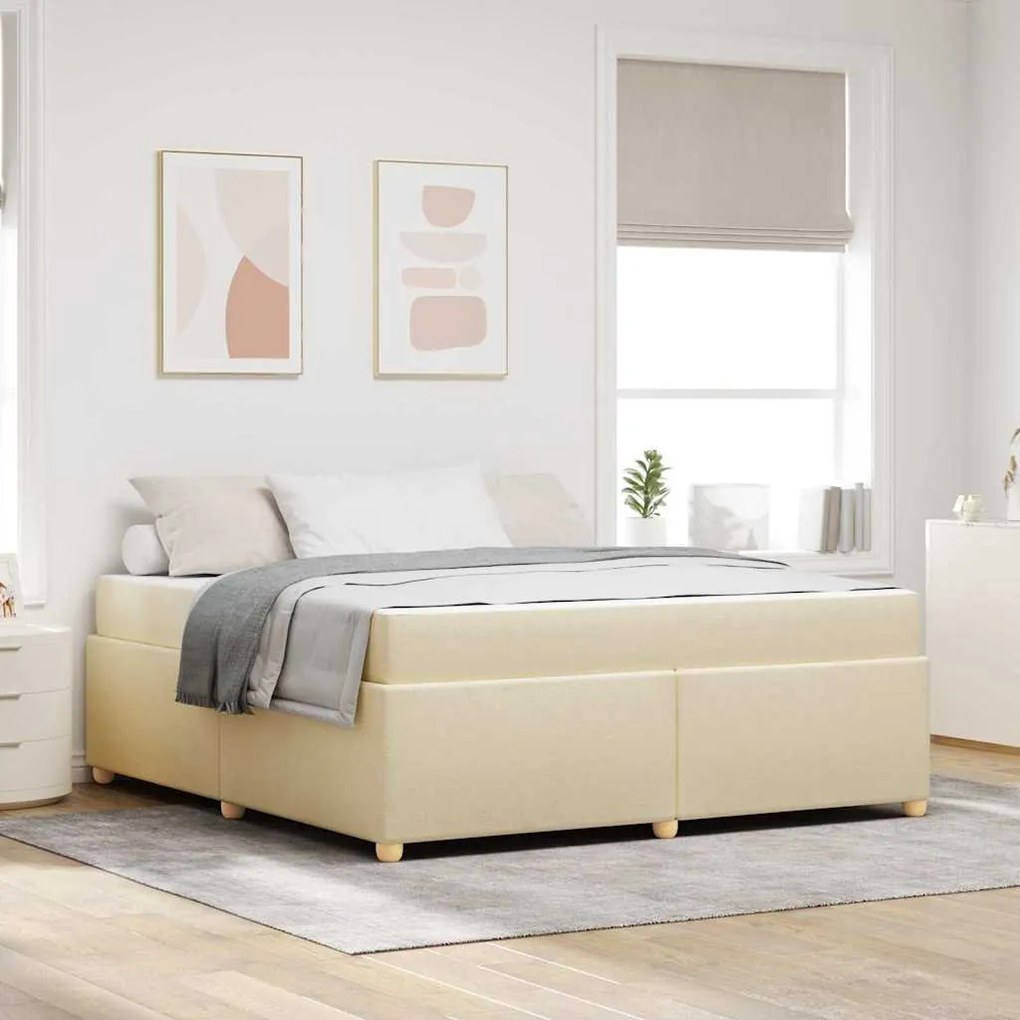 vidaXL Σκελετός Κρεβατιού με στρώμα Κρεμ 180 x 200 cm ύφασμα