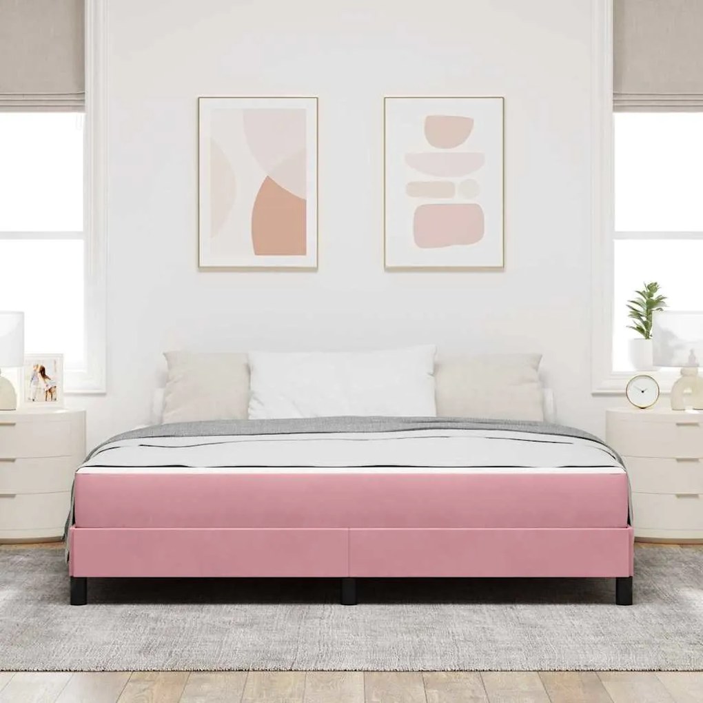 vidaXL Κρεβάτι box spring με στρώμα Ροζ 180 x 220 εκ. Βελούδο
