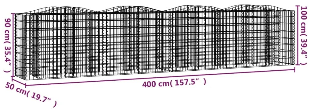 vidaXL Συρματοκιβώτιο Τοξωτό 400x50x100 εκ. από Γαλβανισμένο Σίδερο