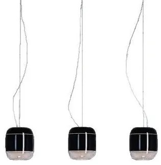 Κρεμαστό Φωτιστικό Οροφής 3xLED 4,2W Dimmable Triac Φυσητό Γυαλί Μεταλιζέ Gong S1 3B Prandina-1A63005913005-Μαύρο 1A63005913005