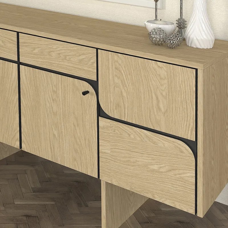 Μπουφές Lava Megapap χρώμα rota oak - ανθρακί 150x44,6x76εκ. - GP042-0294,1