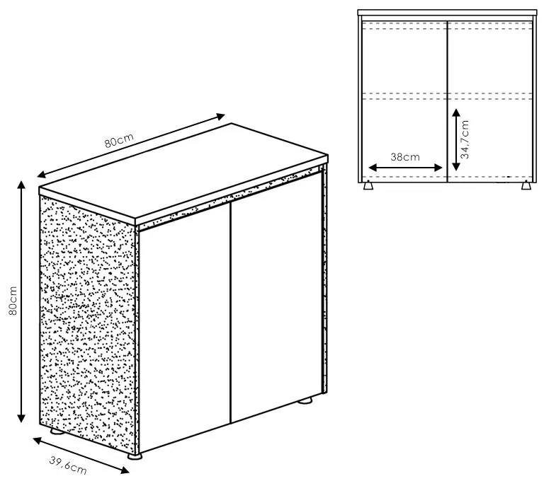 Ντουλάπι γραφείου χαμηλό επαγγελματικό Oscar σε καρυδί-ανθρακί 80x40x80εκ. 80x40x80 εκ.