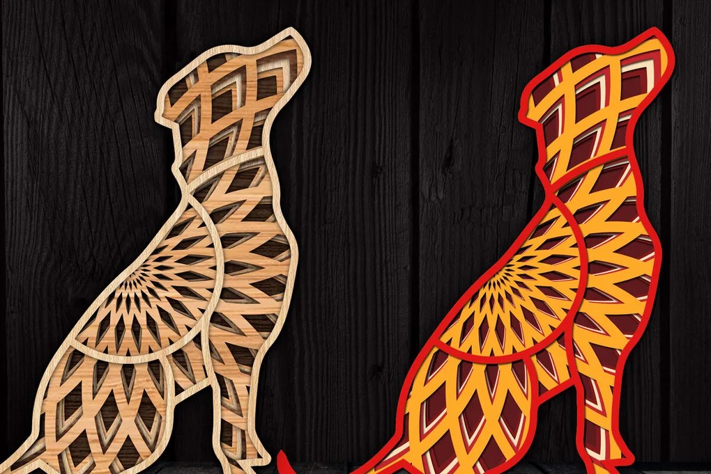 Σετ των 2 Intra απο ξύλο plywood 3mm-4mm πάχος 3D Multi-layer Dog Mandala Cut Δίασταση 30x30 cm INTRAFABR-104188224