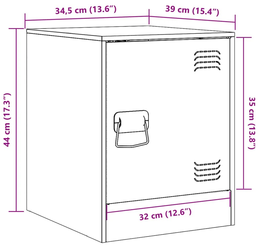 Κομοδίνο Λευκό 34,5 x 39 x 44 εκ. από Χάλυβα - Λευκό