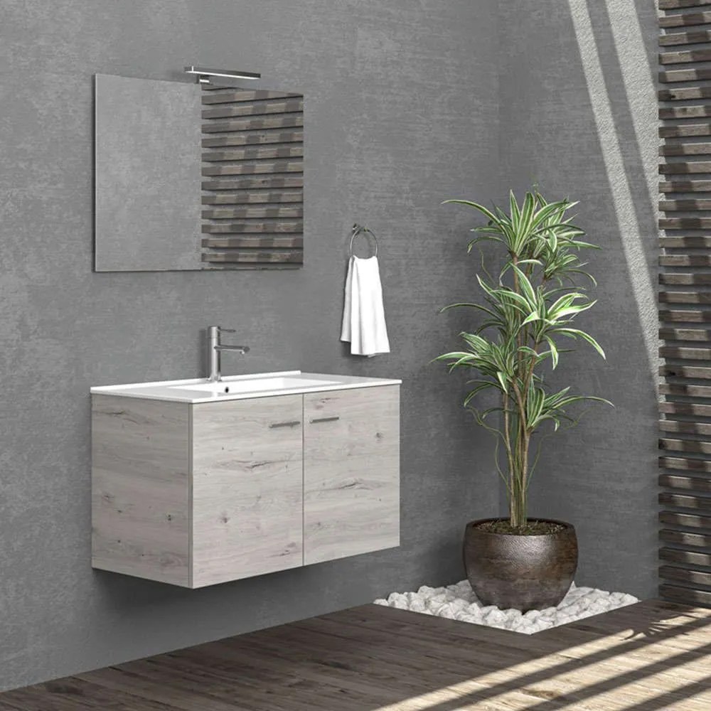 Βάση Νιπτήρα Bitola NBITB908902 Με 2 Πόρτες 90 89x45x55cm Ice Oak 8902 Karag Μελαμίνη