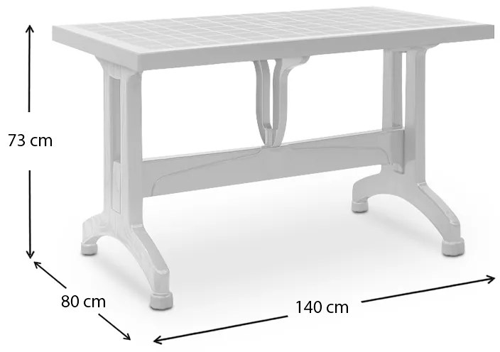 Τραπέζι πολυπροπυλενίου Callan Megapap χρώμα λευκό 140x80x73εκ.