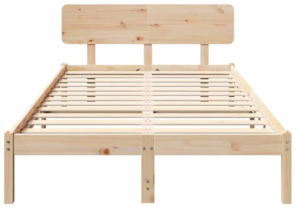 vidaXL Σκελετός Κρεβατιού Φυσικό 140 x 190 cm Μασίφ ξύλο πεύκου