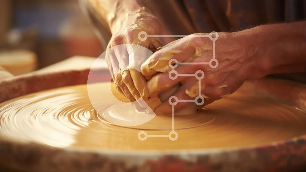 Intra Συλλεκτικό Ξύλινο Παζλ Plywood 4mm - Potter Crafting Clay on a Wheel Σε Ξύλινο Κουτί - Διαστάσεις Puzzle: 10x10 cm – 25 κομμάτια