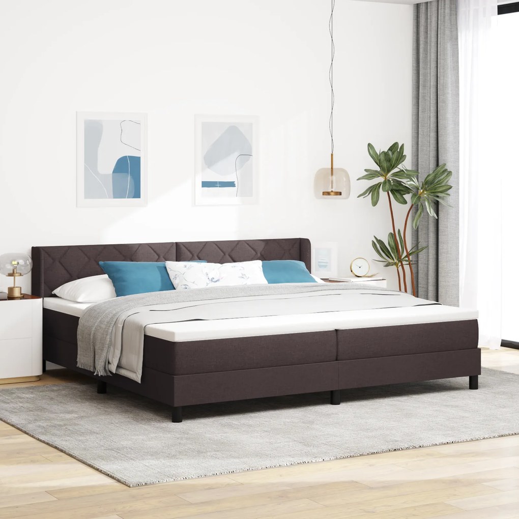 vidaXL Κρεβάτι με ελατήρια Σκούρο Καφέ 200 x 200 cm Ύφασμα και αφρός