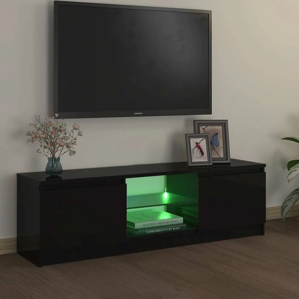 vidaXL Έπιπλο Τηλεόρασης με LED Μαύρο 120 x 30 x 36 εκ.
