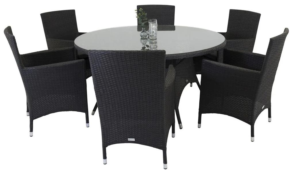 Σετ Τραπέζι και καρέκλες Dallas 3483, Επεξεργασμένο γυαλί, Μέταλλο, Πλαστικό ψάθινο, Μαξιλάρι καθίσματος: Ναι | Epipla1.gr