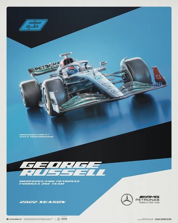 Εκτύπωση τέχνης Mercedes-AMG Petronas F1 Team - George Russell - 2022, Automobilist