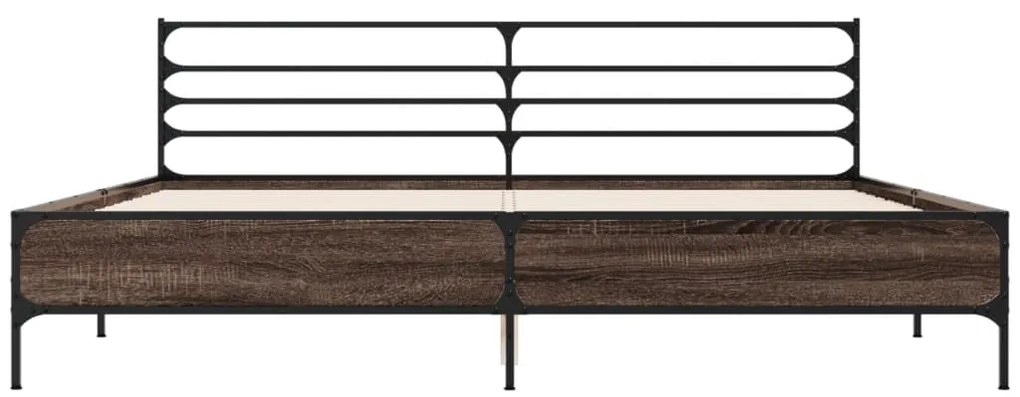 vidaXL Πλαίσιο Κρεβατιού Καφέ Δρυς 180x200 εκ. Επεξ. Ξύλο &amp; Μέταλλο