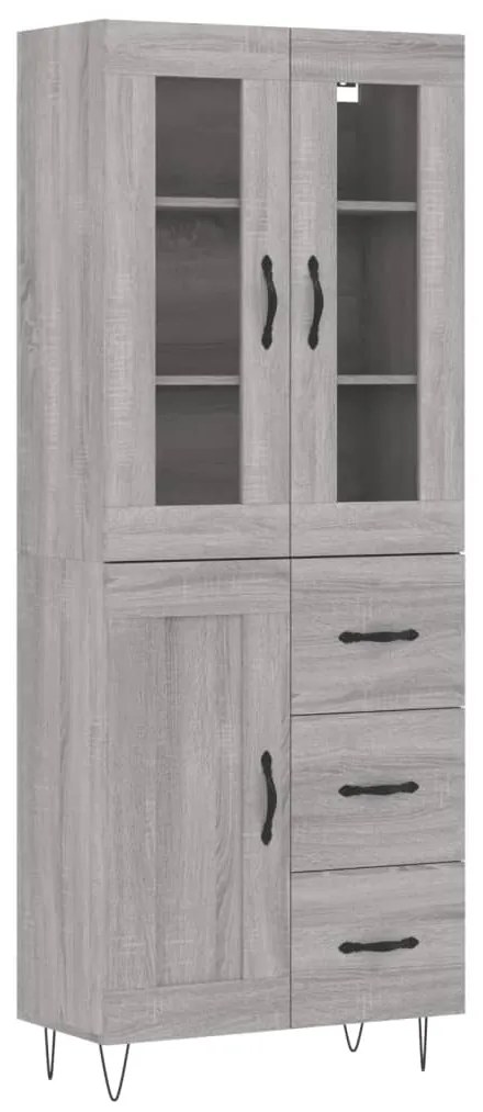 vidaXL Ντουλάπι Γκρι Sonoma 69,5 x 34 x 180 εκ. Επεξεργασμένο Ξύλο