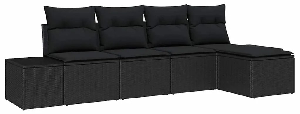 vidaXL Σετ Καναπέ Κήπου 5 pcs Μαύρο Πολυ ράταν