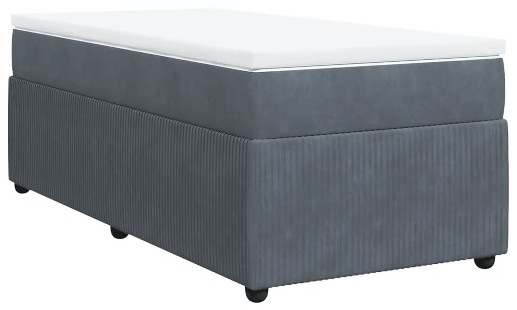 vidaXL Κρεβάτι Boxspring με Στρώμα Σκούρο Γκρι 90x190 εκ. Βελούδινο