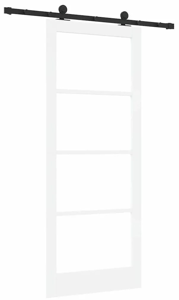 vidaXL Συρόμενη Πόρτα Χειροκίνητος Λευκό 86 x 211 cm Ξύλο και μέταλλο